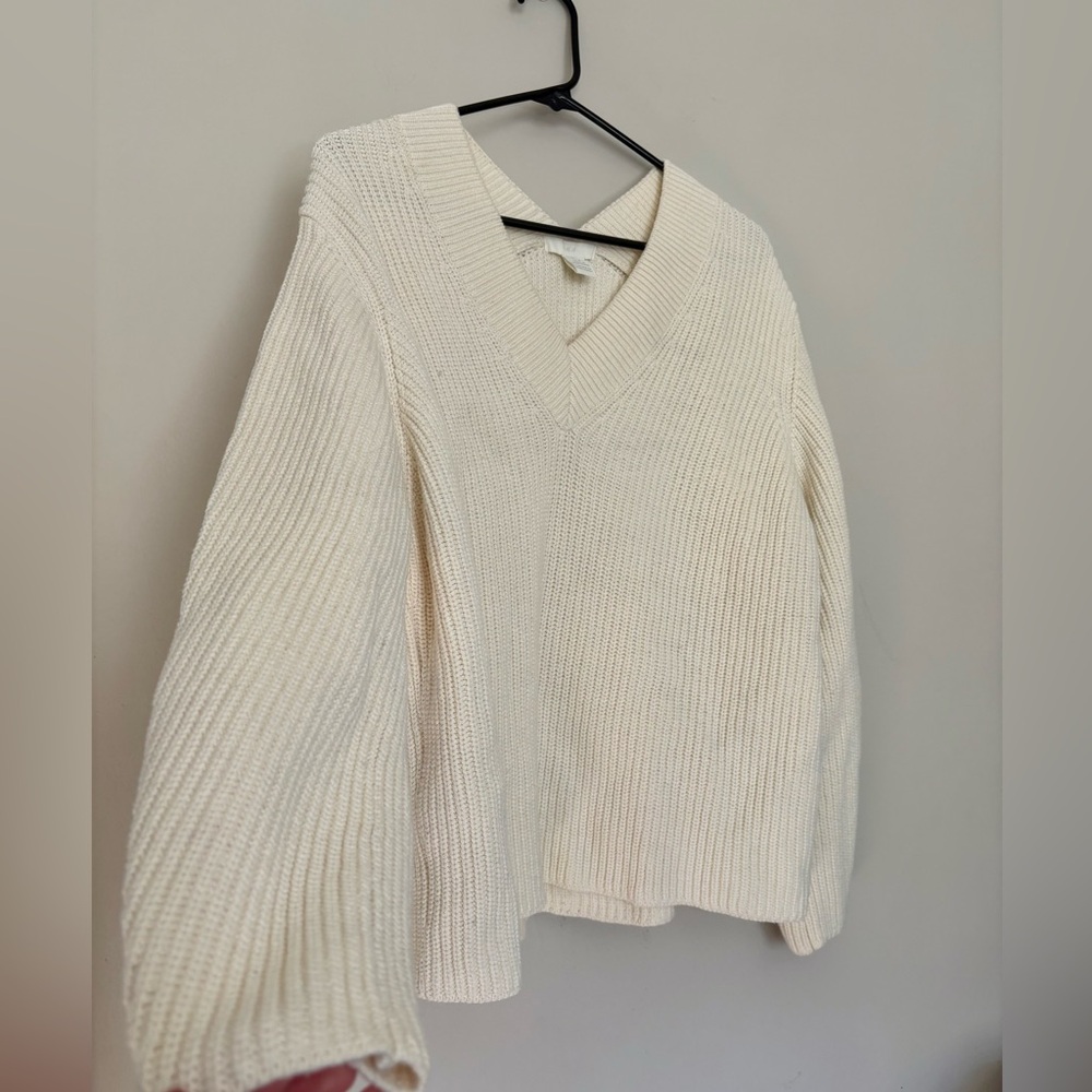 H&M Comfy Cream V-Neck Sweater